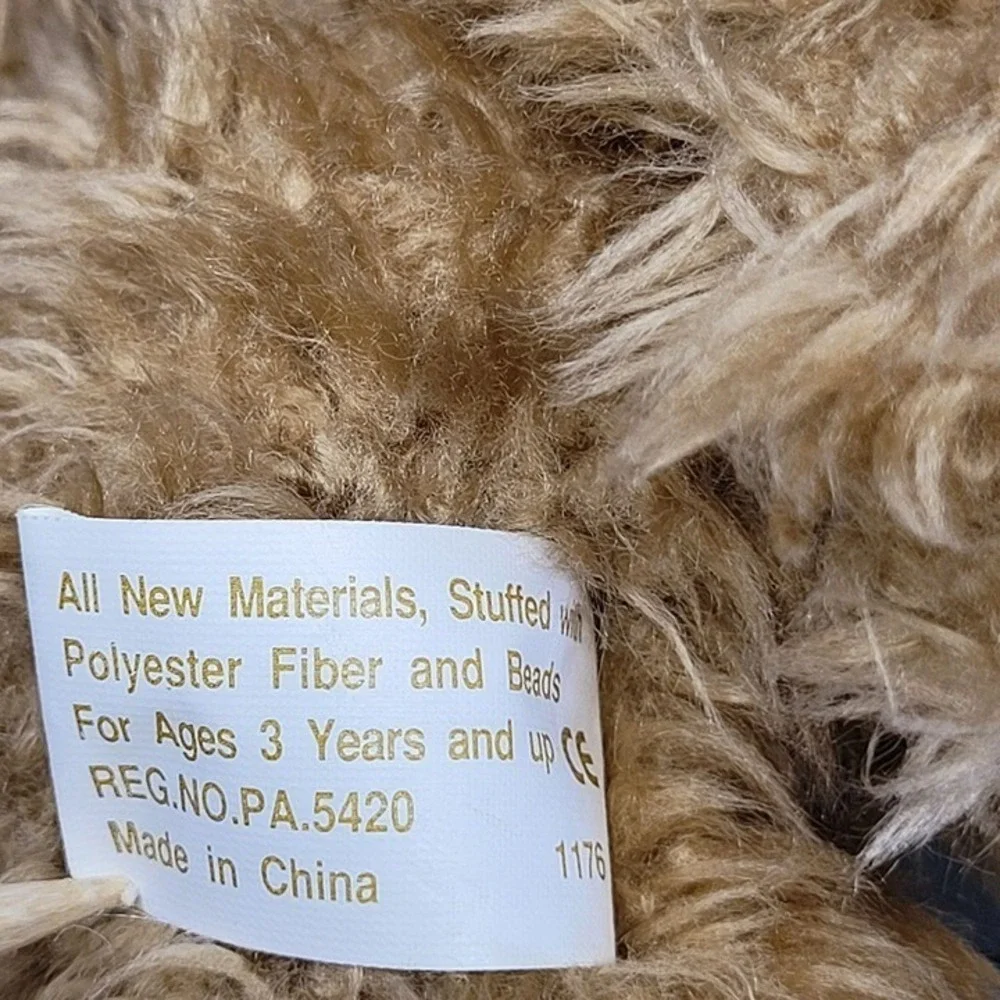 First Main‎ Toodles Teddy Bear Plush Tan Brown Sitting Stuffed Long Brown Shaggy